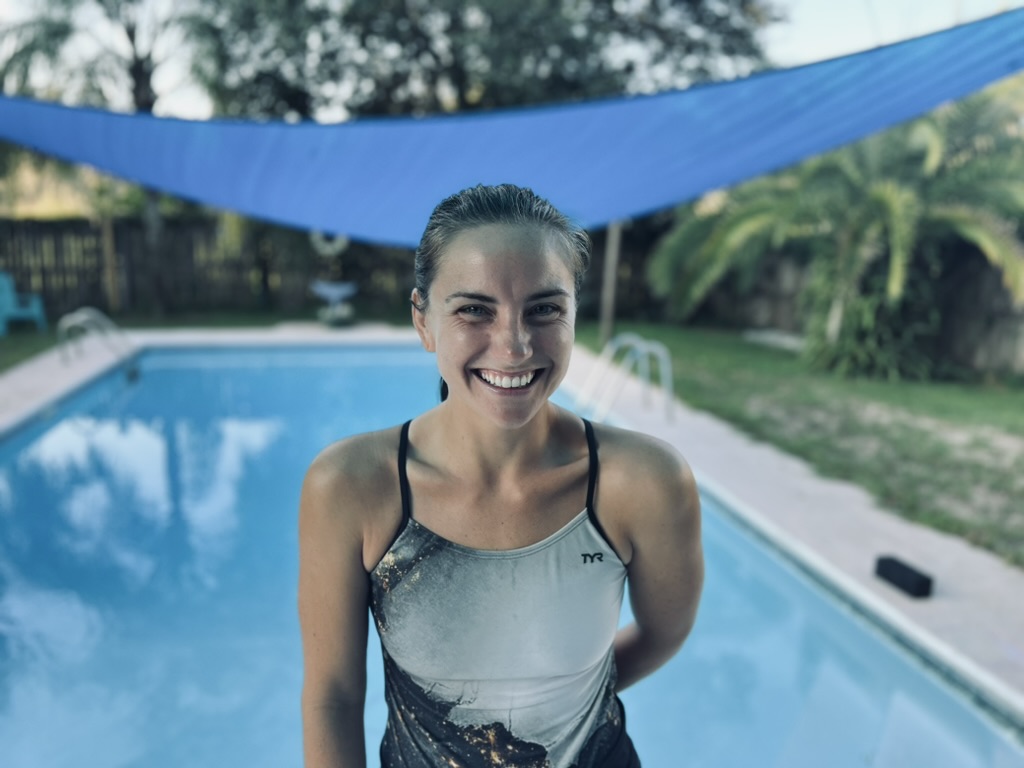 Meredith poolside